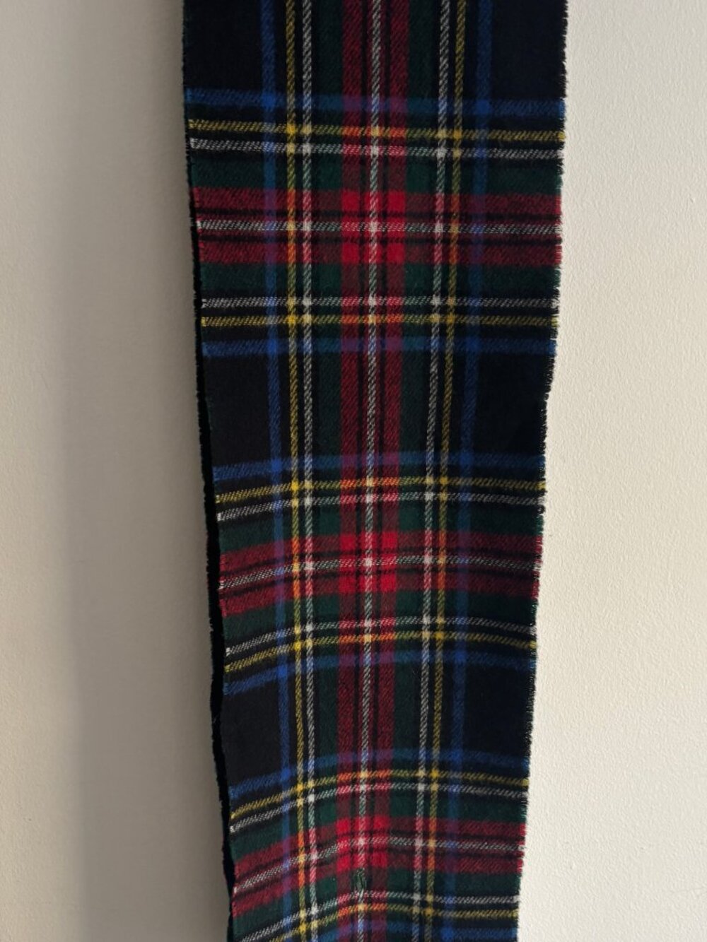 Polo Ralph Lauren Green Black Plaid Wool Blend Reversible Scarf Made in Italy